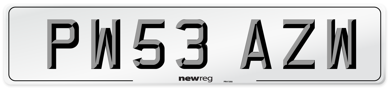 PW53 AZW Number Plate from New Reg